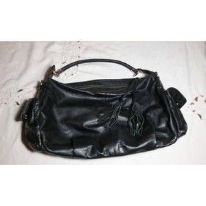 Vintage NEXT Black Leather Handbag with Tassel Pull